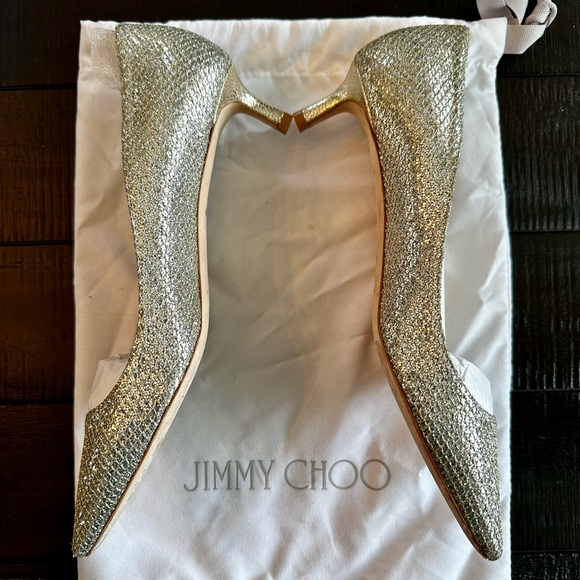 Jimmy Choo Romy 40mm Glitter Fabric in Champagne size 39.5 - Picture 4 of 11